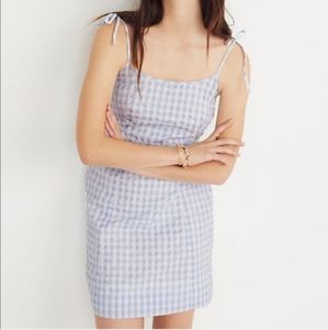 Madewell Gingham Tie-Strap Dress in Blue